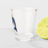 Glitter look Jumping Dolphin Dark Blue White Shot Glas (Rechts)