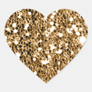 Glitter Look Solid Gold Sparkle Hart Sticker