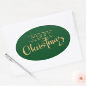 Glitter-look voor prettig kerstfeest ovale sticker (Envelop)