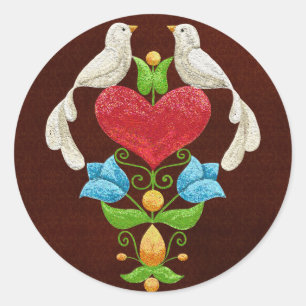 Glitter Lovebirds Ronde Sticker