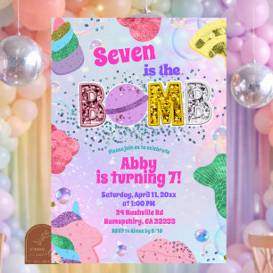 Glitter Lovertjes Regenboog Pastel Badbom Uitnodig Kaart