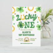 Glitter Lucky One St Patrick First Birthday Kaart (Staand voorkant)