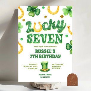 Glitter Lucky Seven St Patrick Verjaardag Kaart