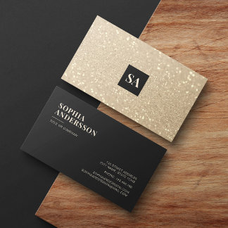 Glitter Luxury Modern minimalistisch monogram Visitekaartje