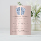 Glitter maakt Roos Blue Baby Boy Shower Feet Kaart (Staand voorkant)