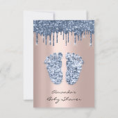 Glitter maakt Roos Blue Baby Boy Shower Feet Kaart (Achterkant)
