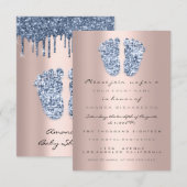 Glitter maakt Roos Blue Baby Boy Shower Feet Kaart (Voorkant / Achterkant)