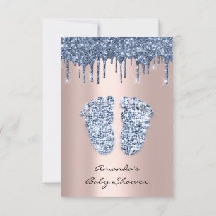 Glitter maakt Roos Blue Baby Boy Shower Feet Kaart