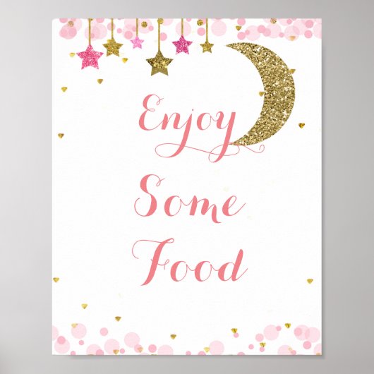 Glitter maan Geniet van Some Food Bord Poster (Voorkant)