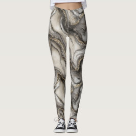 Glitter Marble Pattern – Sparkling Luxury Stone  Leggings