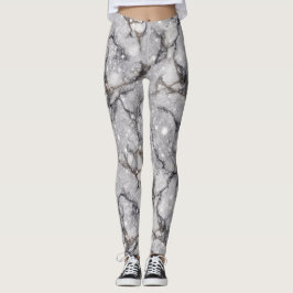 Glitter Marble Pattern – Sparkling Luxury Stone  Leggings
