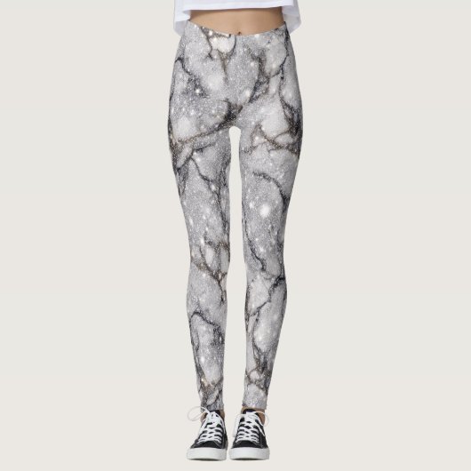 Glitter Marble Pattern – Sparkling Luxury Stone  Leggings (Voorkant)