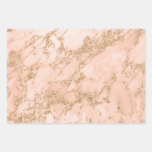 Glitter Marble (wit en Roos) Inpakpapier Vel (Voorkant)