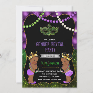Glitter mardi gras African American gender laat zi Feestdagenkaart