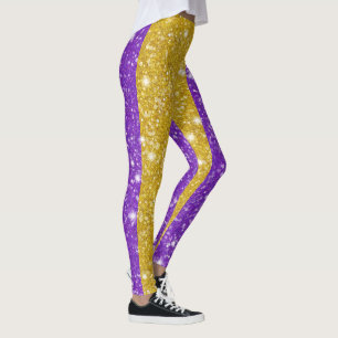 Glitter Mardi Gras Colorful Stripe Carnaval Leggings