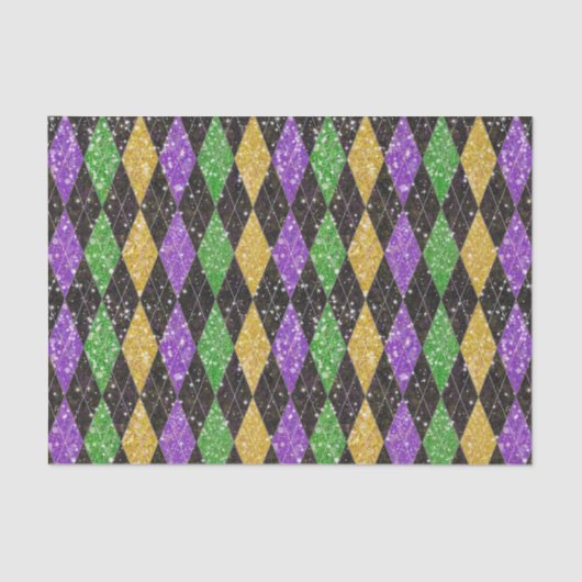 Glitter Mardi Gras Harlequin Argyle Tissuepapier (Voorkant)