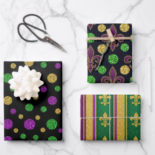 Glitter Mardi Gras Inpakpapier Vel