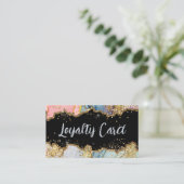 Glitter Marmer Abstracte Moderne QR Code Klantenkaartje (Staand voorkant)