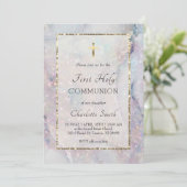 glitter marmeren achtergrond eerste communie uitno kaart (Staand voorkant)