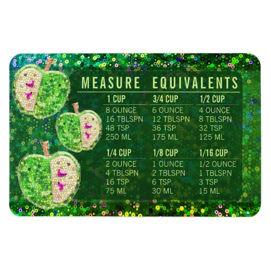 Glitter Measuring Conversion Kitchen Measure Guide Magneet (Horizontaal)