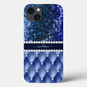 Glitter Meisjesachtige Glans Luxe Marineblauw iPhone 13 Hoesje