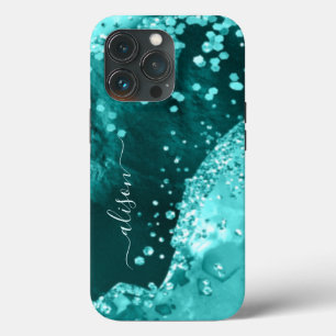 Glitter Meisjesachtige Glans Verjaardag Teal Aqua  iPhone 13 Pro Hoesje