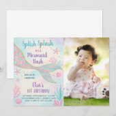 Glitter Mermaid Birthday Uitnodiging (Voorkant / Achterkant)