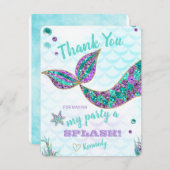 Glitter Mermaid, Dank u wel, onder het Zee Bedankkaart (Voorkant / Achterkant)
