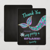 Glitter Mermaid, Dank u wel, onder het Zee Bedankkaart (Voorkant / Achterkant)