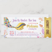 Glitter Mermaid onder Zee Ticket Pass Kaart (Voorkant)