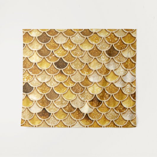 Glitter Mermaid Scales, klein goud Wandkleed (Voorkant (horizontaal))
