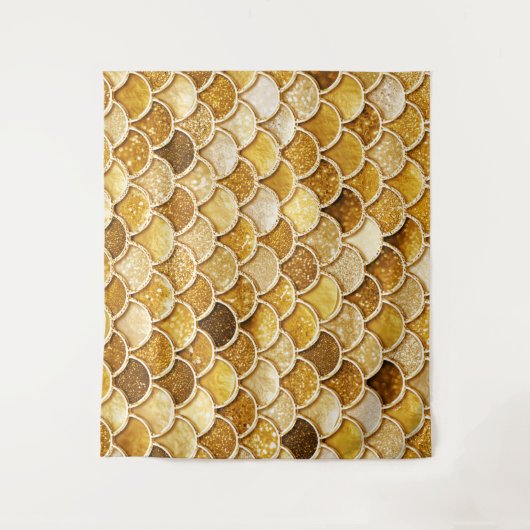 Glitter Mermaid Scales, klein goud Wandkleed (Voorkant)