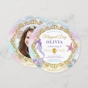 Glitter Mermaid under the Zee Birthday Foto Kaart