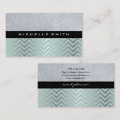 Glitter met Green Silver Chevron Pattern Visitekaartje (Voorkant / Achterkant)
