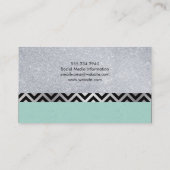 Glitter met Green Silver Chevron Pattern Visitekaartje (Achterkant)