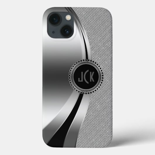 Glitter met monogrammetallisch zilver en diamanten Case-Mate iPhone case (Achterkant)