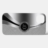 Glitter met monogrammetallisch zilver en diamanten Case-Mate iPhone case (Achterkant (horizontaal))