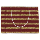 Glitter met rode en goudfaux large cadeauzakje (Voorkant)