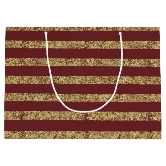 Glitter met rode en goudfaux large cadeauzakje (Voorkant)