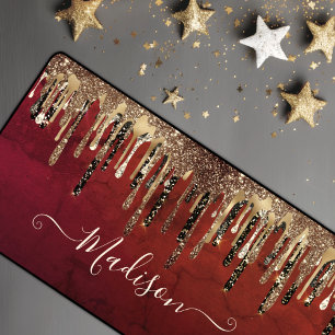 Glitter met roodzwart en goudglitter druppelt mono bureaumat