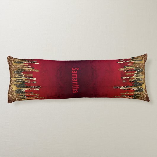 Glitter met roodzwart en goudglitter druppelt mono lichaamskussen (Achterkant)