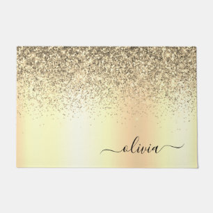 Glitter Metal Monogram Glam Name Gold Glitter Deurmat