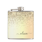 Glitter Metal Monogram Glam Name Gold Glitter Heupfles (Voorkant)