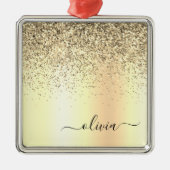 Glitter Metal Monogram Glam Name Gold Glitter Metalen Ornament (Voorkant)