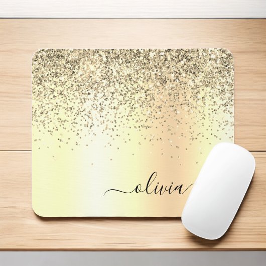 Glitter Metal Monogram Glam Name Gold Glitter Muismat