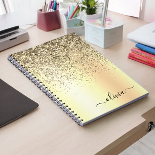Glitter Metal Monogram Glam Name Gold Glitter Notitieboek