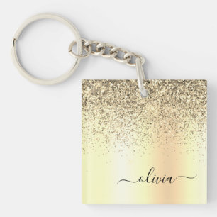 Glitter Metal Monogram Glam Name Gold Glitter Sleutelhanger