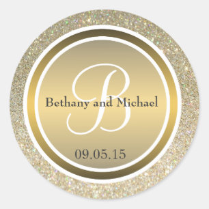 Glitter & Metallic Bronze Weddenschap Ronde Sticker