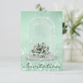 Glitter Mint Green Tiffany Diamond Roos Sweet 16th Kaart (Staand voorkant)