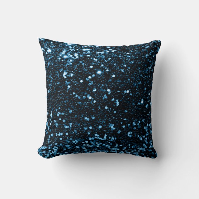 Glitter Mode Sequin White Blue Navy Glam Minima Kussen (Voorkant)